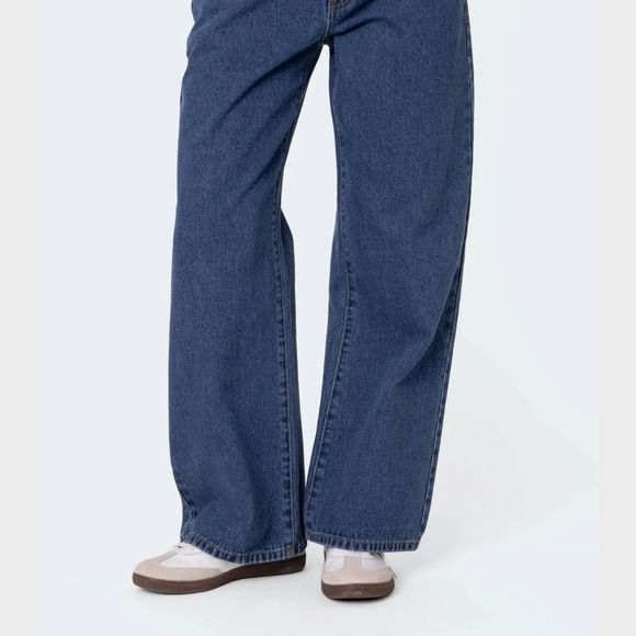 Edikted Blue Low Rise Jeans - Picture 1 of 6